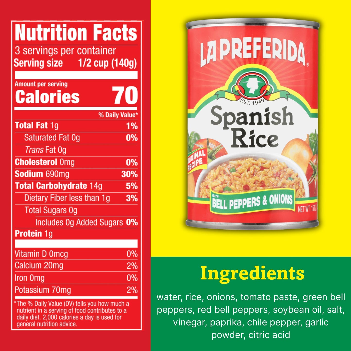 La Preferida Canned Spanish Rice (Bold Flavor from Bell Pepper, Onion & Tomato) No Artificial Colors or Preservatives. Easy Mexican Side Dish, Ready in Minutes, 15oz. (Pack of 12)