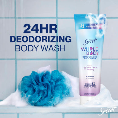 Secret Whole Body Feminine Wash + Deodorant Spray Bundle for Women, Lilac + Waterlily Scent, Aluminum Free, Odor Protection, 8 oz & 3.5 oz (Pack of 2)