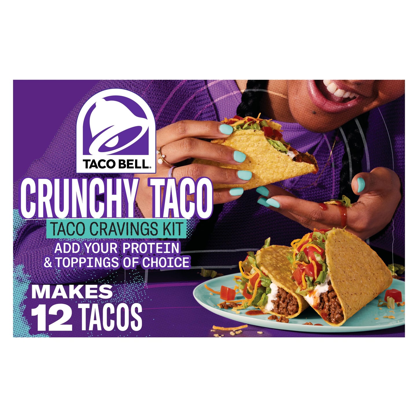 Taco Bell Crunchy Taco Cravings Kit with 12 Crunchy Taco Shells, Taco Bell Mild Sauce & Seasoning, 8.85 oz Box