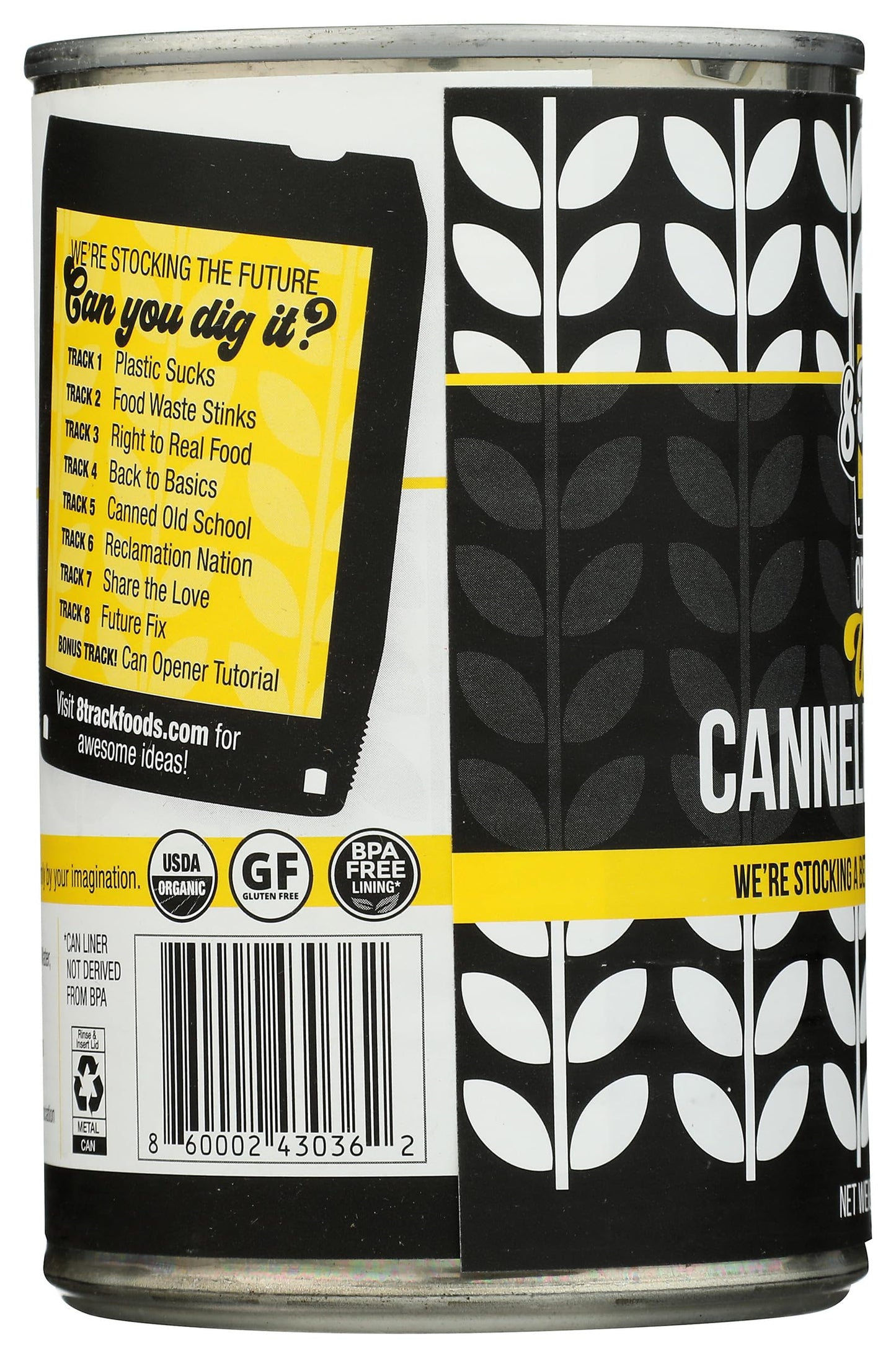 8 Track Foods Organic White Cannellini Beans, 15 Oz