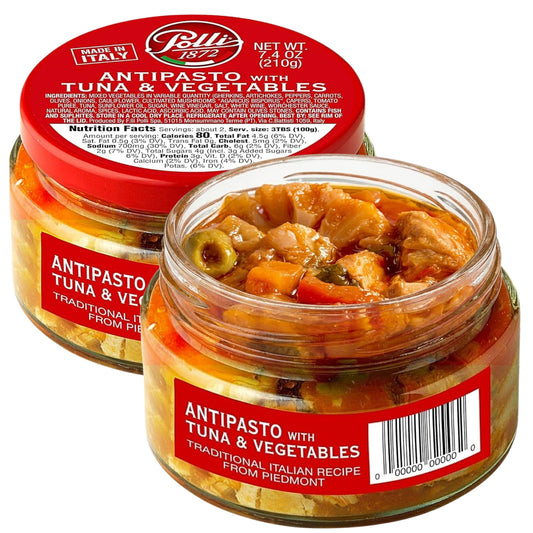 Polli Antipasto With Tuna And Vegetables | Traditional Italian Recipe From Piedmont | Made In Italy - 2 Pack (7.4 oz Each)