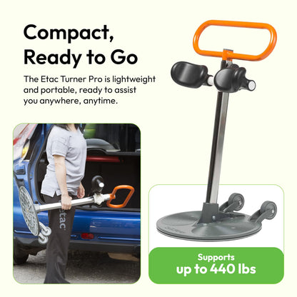 Etac Turner PRO Patient Transfer Aid - Sit to Stand Lift for Elderly with High Safe Working Load (440 lbs) - Patient Lift and Mobility Assist for Safer Transfers with Platform Disc & Anti-Slip Bottom