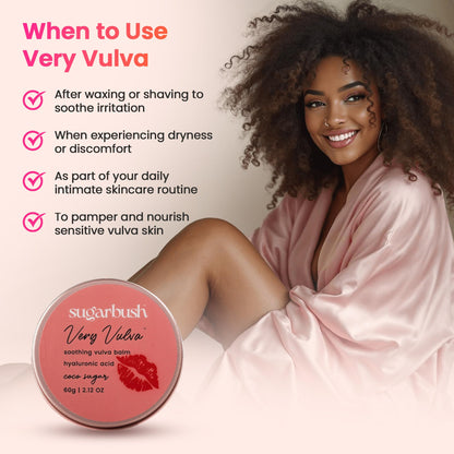 Sugarbush Very Vulva Soothing Balm with Hyaluronic Acid and Shea Butter, Natural Moisturizing Care