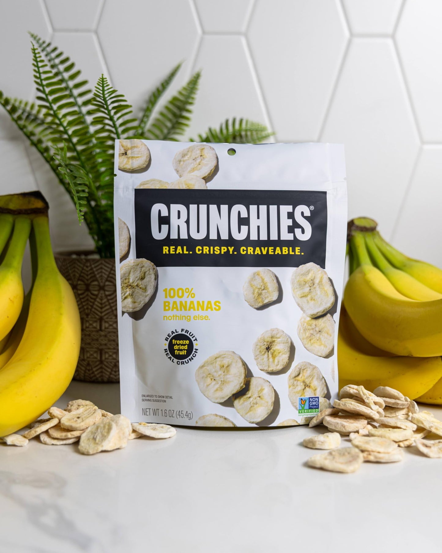 Crunchies Freeze-Dried Fruits, 100% All Natural Crispy Fruit, Non GMO and Kosher, Resealable Freeze Dried Fruit Snack Packs, Pack of 6 (Banana)