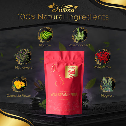 Fivona 4-in-1 Feminine Care Kit, Yoni Oil, Yoni Soap, Yoni Steaming Pot and Red Premium V Steam Herbs, Complete Herbal V Care Set