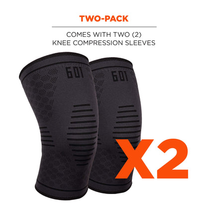 Ergodyne ProFlex 601 Knee Compression Sleeve Support for Men and Women Black, Medium