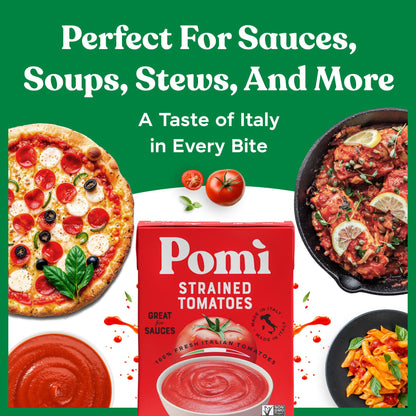 Pomì Strained Tomatoes 13.8oz (Pack of 12) - Creamy, Velvety Italian Tomato Puree, No Additives or Preservatives - BPA-Free Pureed Tomatoes Made from 100% Fresh Italian