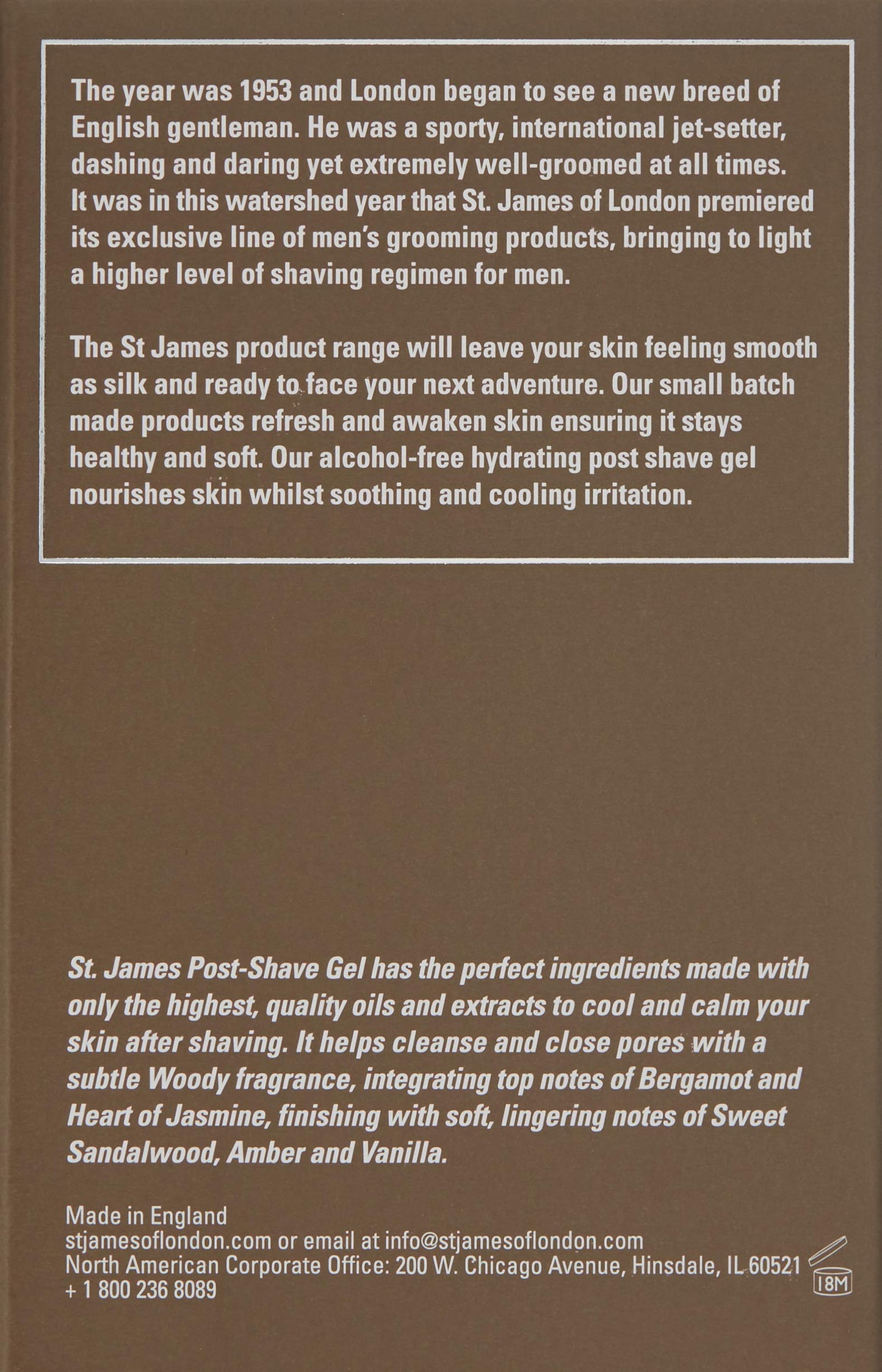 St James of London Sandalwood & Bergamot Post Shave Gel, 3.4 Fl Oz