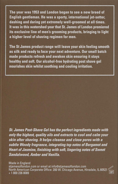 St James of London Sandalwood & Bergamot Post Shave Gel, 3.4 Fl Oz