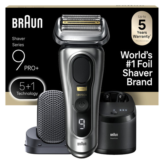 Braun Series 9 PRO+ Electric Razor for Men, 5 Pro Shaving Elements and Shave-Preparing ProComfort Head for Closeness & Skin Comfort, 6in1 SmartCare Center, Wet or Dry Shaver, Charging Stand, 9597cc
