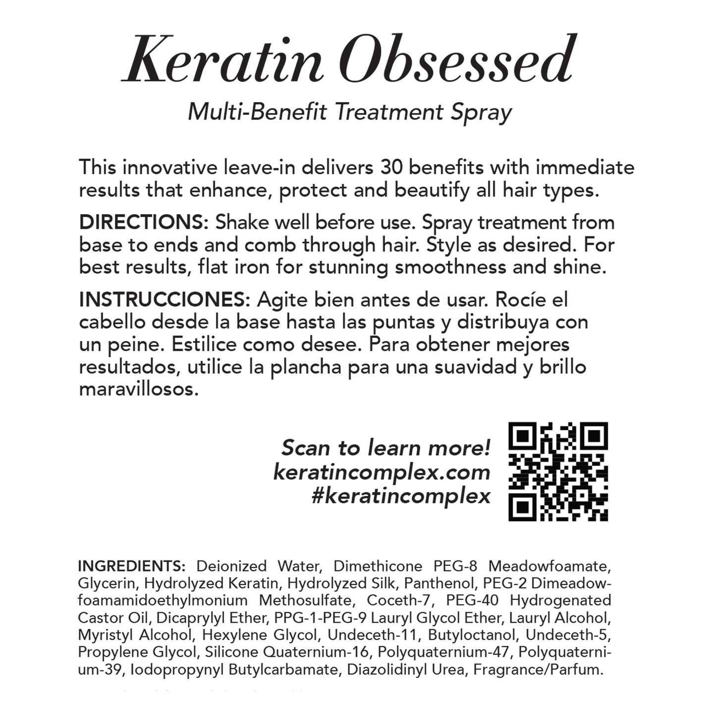 Keratin Complex - Keratin Obsessed Multi-Benefit Treatment Spray - 5 fl oz
