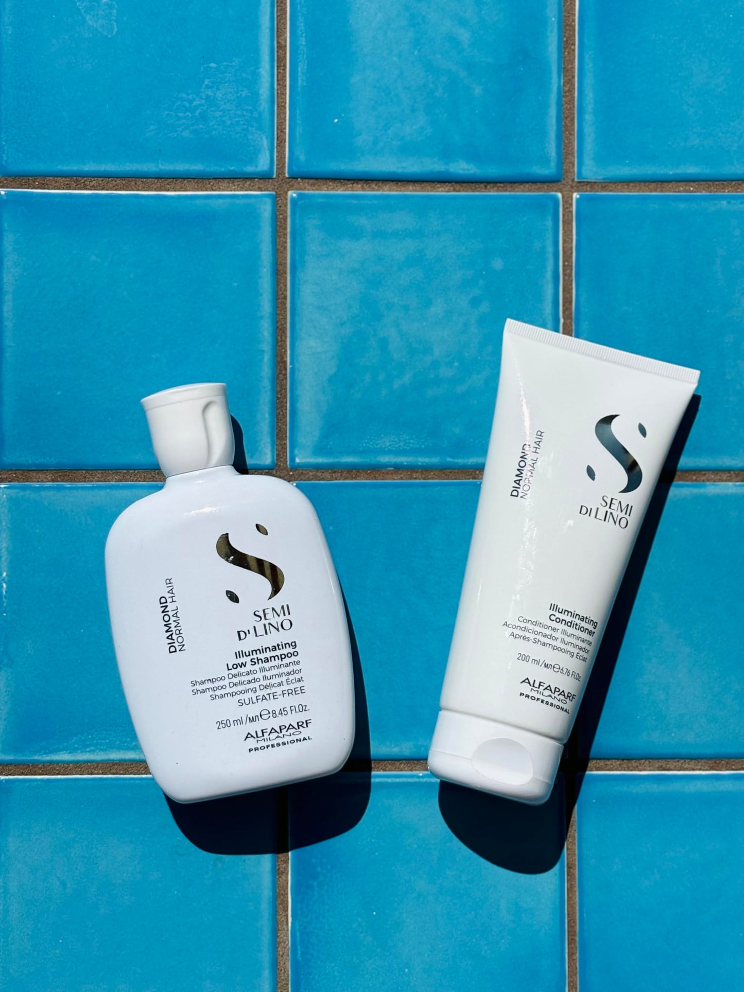 Alfaparf Milano Semi di Lino Diamond Illuminating Shampoo and Conditioner Set - Sulfate Free Shampoo and Conditioner for Color Treated Hair - Adds Brilliant Shine and Softness