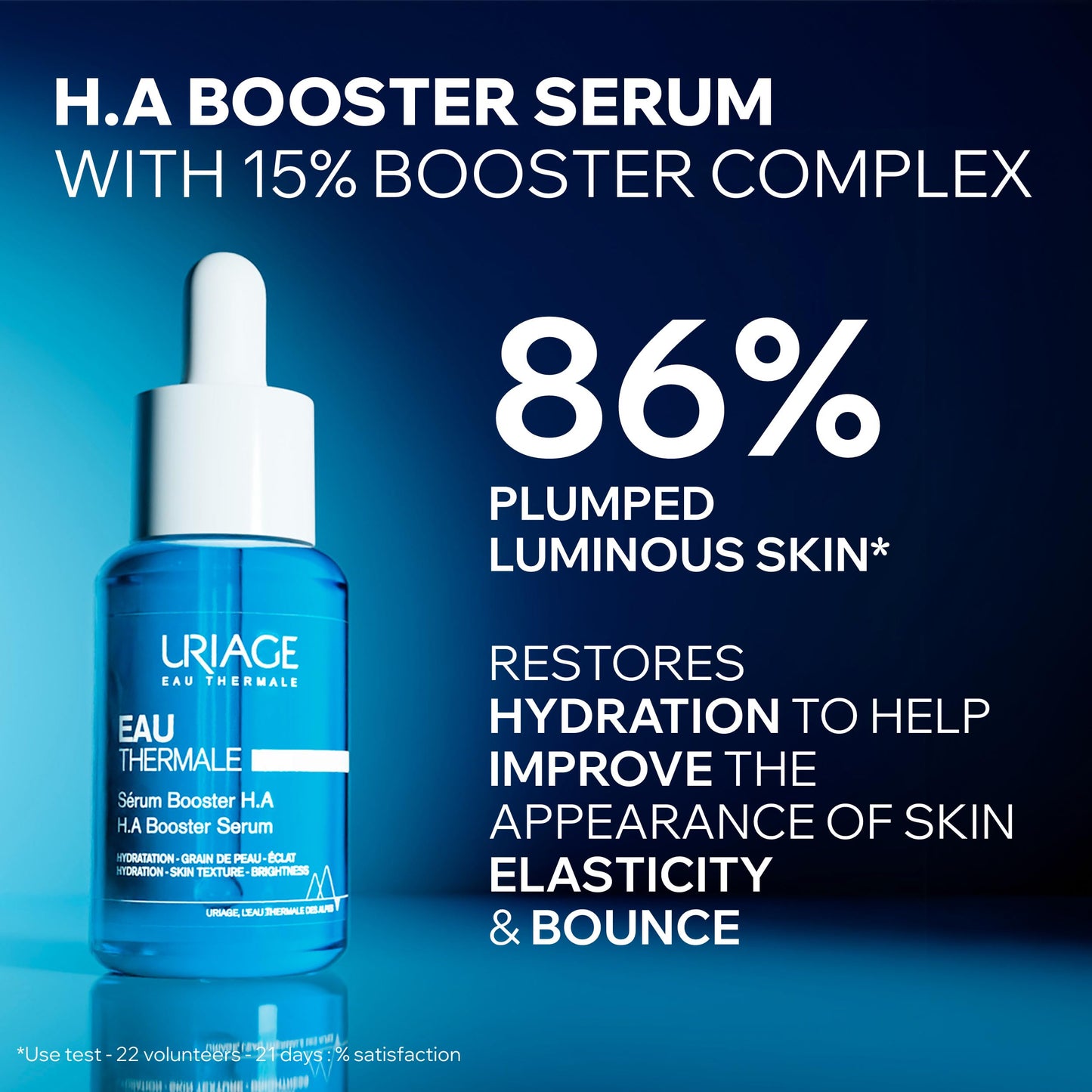 Uriage Eau Thermale Serum Booster With 1,5% Pure&Natural Hyaluronic Acid, 86% Plumped Skin, Peachy-Soft Skin Effect, Lovely Scent, Non-Comedogenic