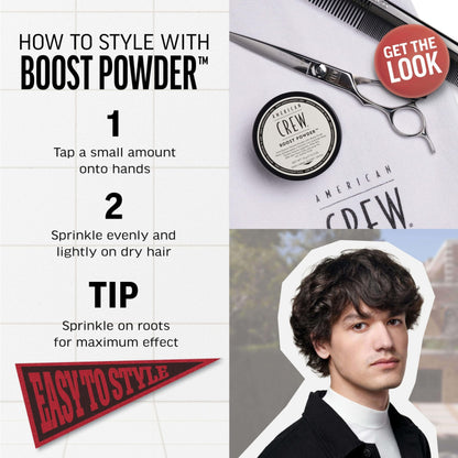 AMERICAN CREW Men's Hair Boost Powder, Provides Lift & Volume, 0.3 Oz (Pack of 2)