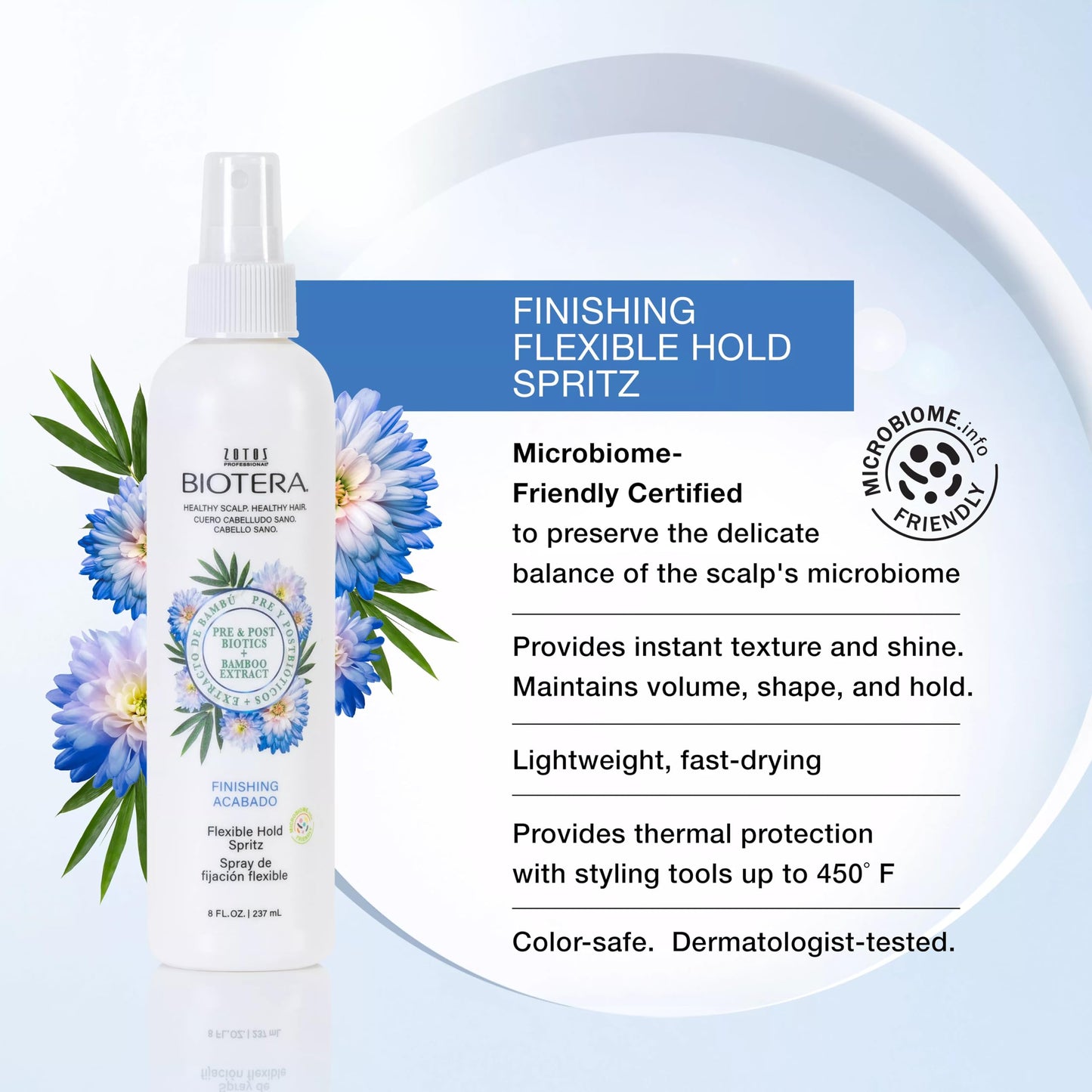 BIOTERA Finishing Flexible Hold Spritz Spray | Instant Texture | Maintains Volume & Shape| Microbiome Friendly | Vegan & Cruelty Free | Paraben Free | Color-Safe