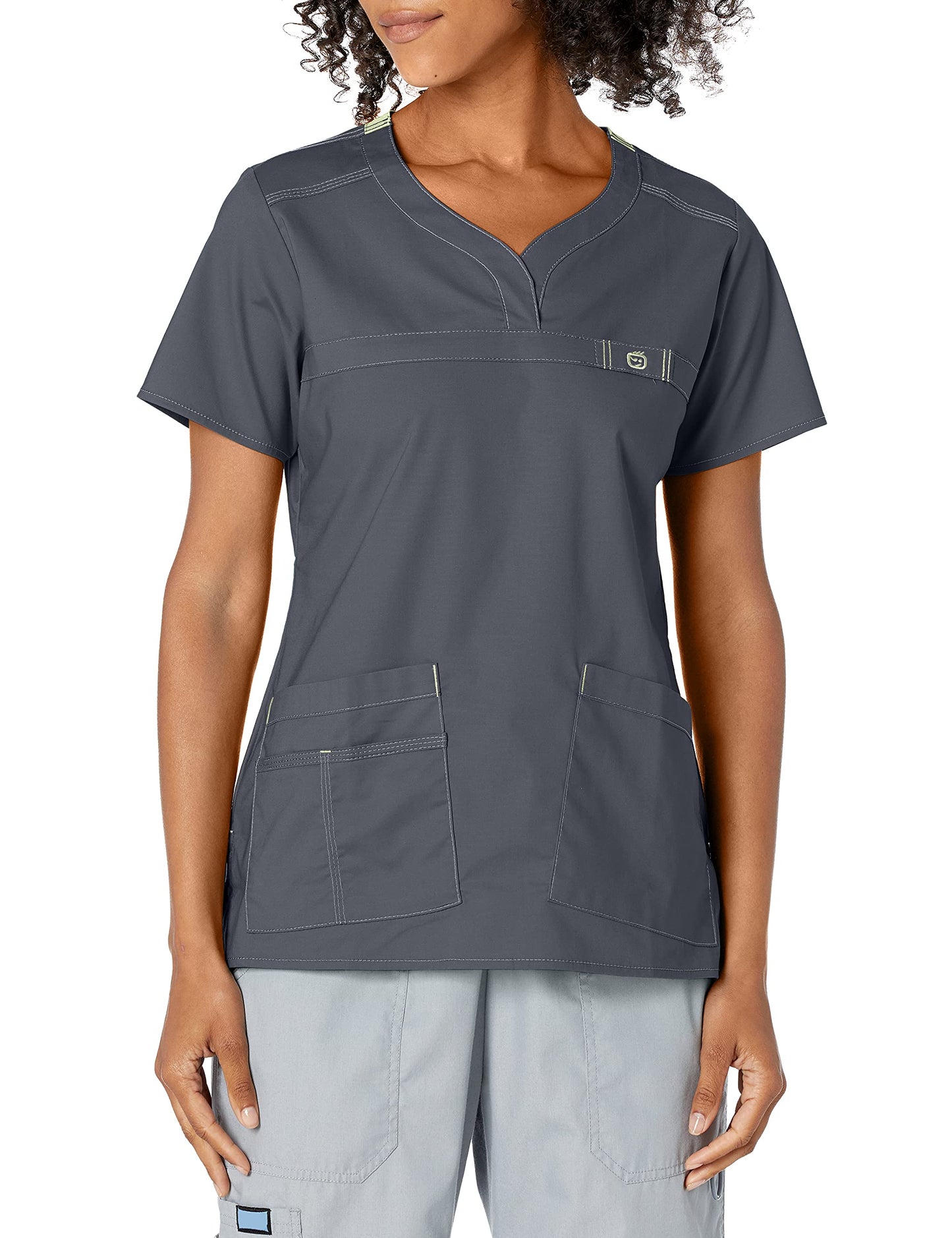 WonderWink Women's Wonderflex Patience Scrub Top, Charcoal, Small