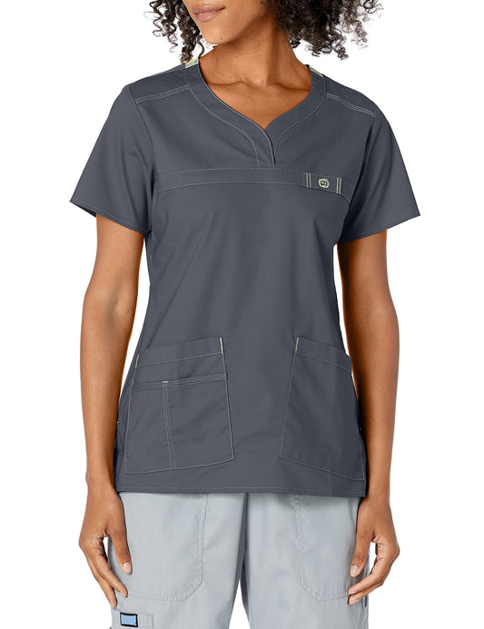 WonderWink Women's Wonderflex Patience Scrub Top, Charcoal, Small