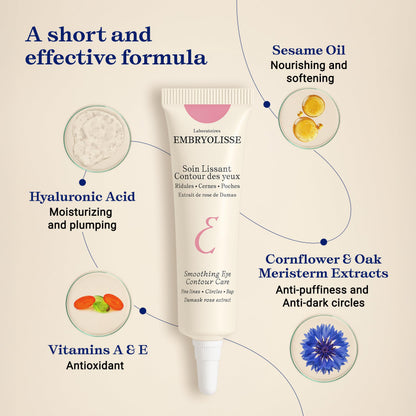 Embryolisse Smoothing Eye Contour Care. Revitalizing Gel Cream Treatment. Reduce Fine Lines, Circles, Puffiness, 0.50 Fl Oz