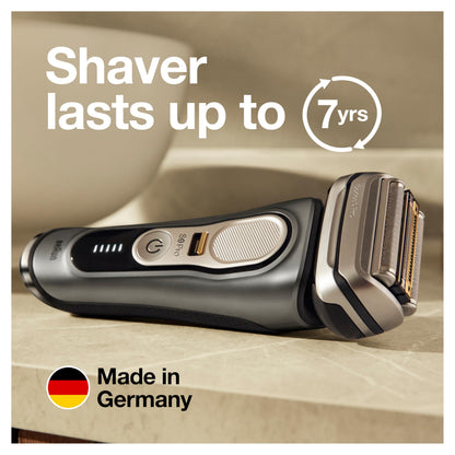 Braun Electric Razor for Men, Series 9 Pro 9465cc Wet & Dry Electric Foil Shaver with ProLift Beard Trimmer, Cleaning & Charging SmartCare Center, Head Shavers for Bald Men, Noble Metal