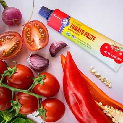 Giovanni’s Organic Double Concentrated Tomato Paste – Single (4.5 oz Tube) | Made in the USA with Vine-Ripened California Tomatoes, Non-GMO, No Additives, Rich Flavor