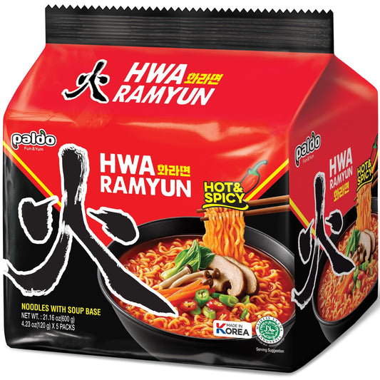 Paldo, Hwa Ramen Instant Noodles, 4.23oz (Pack of 5)