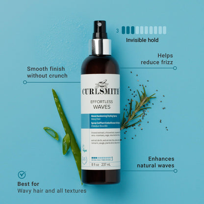 Curlsmith Effortless Waves - Lightweight Wave Styling Spray, Reduces Frizz, Easy Styling for Wavy Curls, Vegan & Cruelty Free