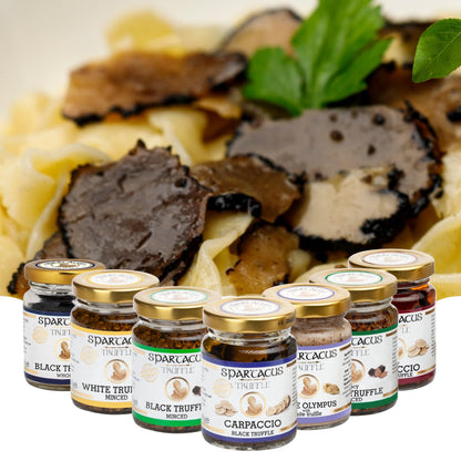Spartacus Truffle Minced Black Truffles in Extra Virgin Olive Oil 3.17 oz – Wild Hand-Harvested Black Truffle Mince for Pasta, Risotto, Steak, Eggs, Pizza & Gourmet Home Cooking