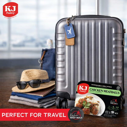 KJ Poultry Kosher Ready Meals - Chicken Meat Balls & Mushrooms, MRE Meat Meals Ready to Eat, Halal, (1 Pack) Prepared Entree Fully Cooked, Shelf Stable Microwave Dinner, Travel, Military, Camping