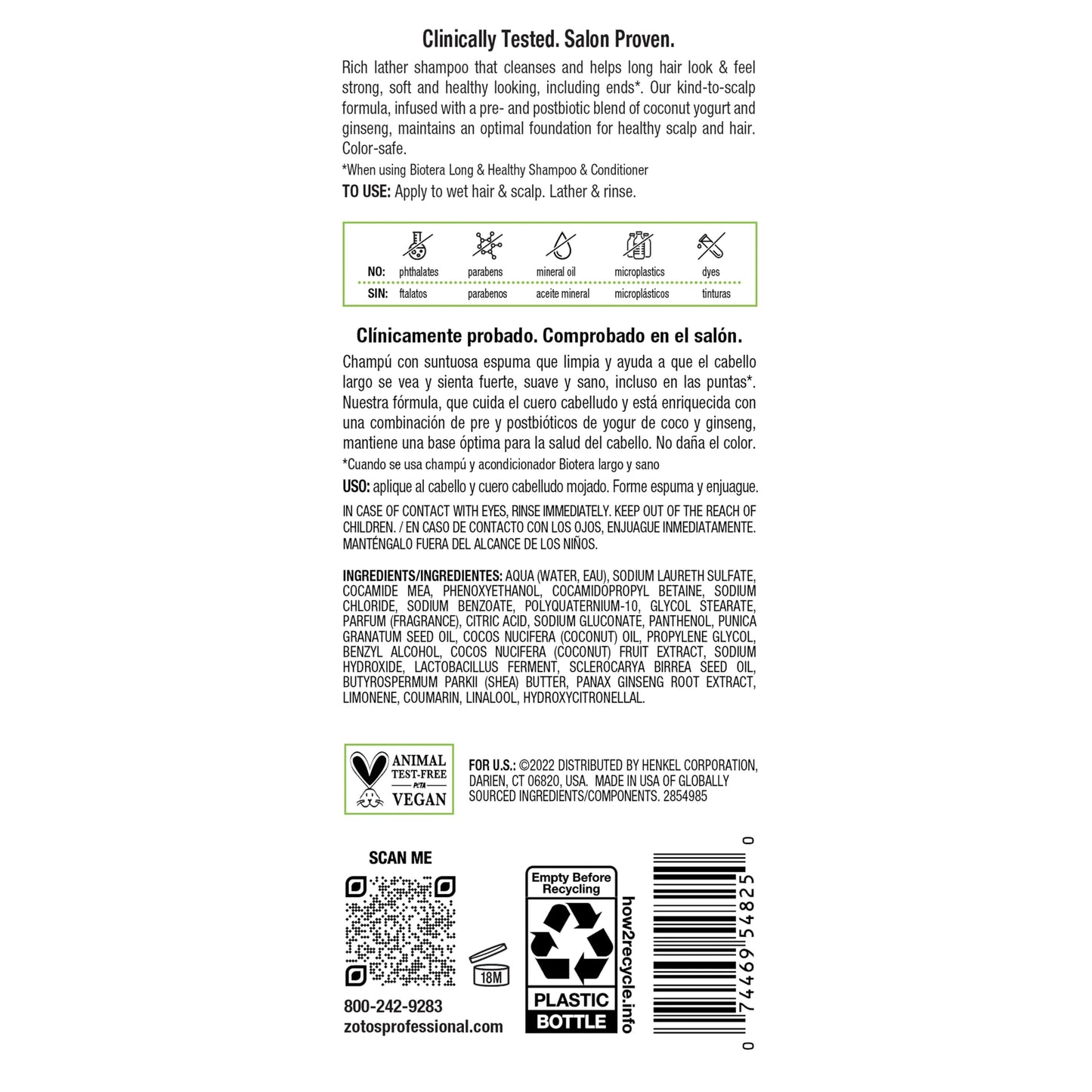 Biotera Long & Healthy Strengthening Shampoo | Strengthens Long, Growing Hair | Microbiome Friendly | Vegan & Animal Test Free | Paraben Free | Color-Safe