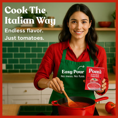 Pomì Strained Tomatoes 13.8oz (Pack of 12) - Creamy, Velvety Italian Tomato Puree, No Additives or Preservatives - BPA-Free Pureed Tomatoes Made from 100% Fresh Italian