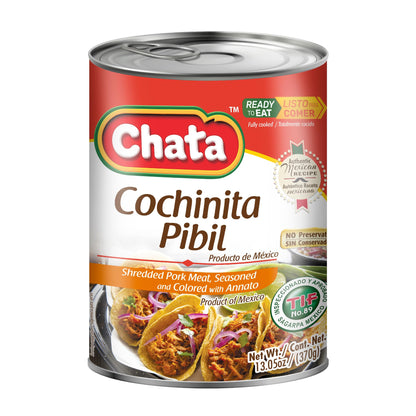 Chata Cochinita Pibil, Shredded Pork Meat with Annatto Seasoning, 13.05 oz, Pack of 4