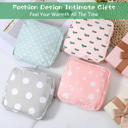 Sanitary Napkin Storage Bags, 4 Pcs Pad Bag for Period Tampon Bags Portable Menstrual Pad Pouch Feminine Pouch First Period Bag Gifts for Women