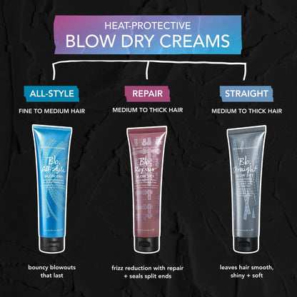 Bumble and bumble. Straight Blow Dry Heat Protective Hair Styling Cream | Protects Against Frizz, Humidity, Heat | Smooth Sleek Blowouts | For Medium to Thick Curly, Wavy, Straight Hair Types, 5 Fl Oz