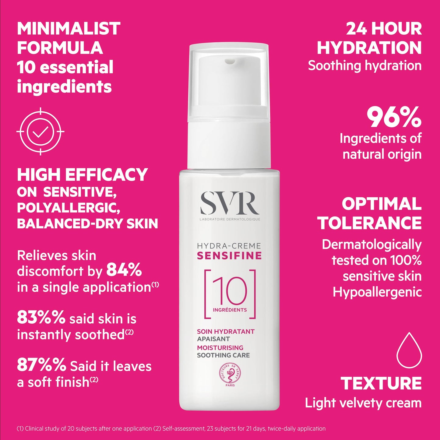 SVR Sensifine Hydra Face Cream. Moisturizing Soothing Care For Normal To Dry Dehydrated Skin. Fragrance Free Moisturizer With 96% Ingredients Of Natural Origin. 24hr Comfort And Hydration, 1.3 Fl.oz.