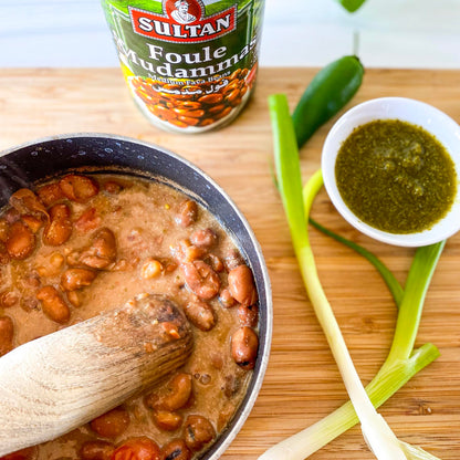 Sultan Brand Foule Mudammas, Medium Fava Beans, High in Dietary Fiber, No Fat, No Cholesterol, 14.80oz
