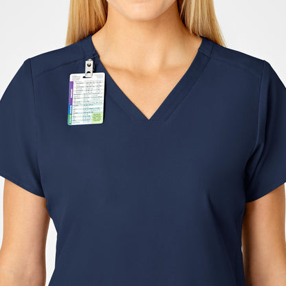 WonderWink W123 Women's Flex Back Stylized V-Neck Scrub Top, Navy, 5X