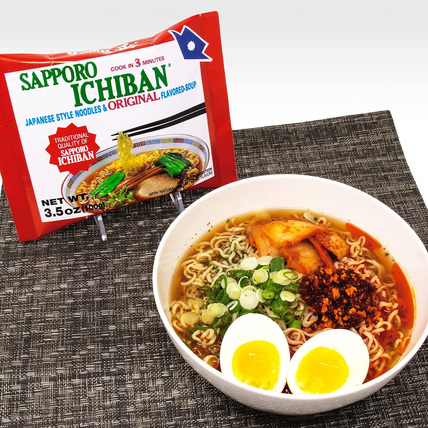 stickerless New Ramen Noodles, Original Soy Sauce Flavor, No.1 Tasting Japanese Instant Noodles (3.5 Oz) (24 pouches)