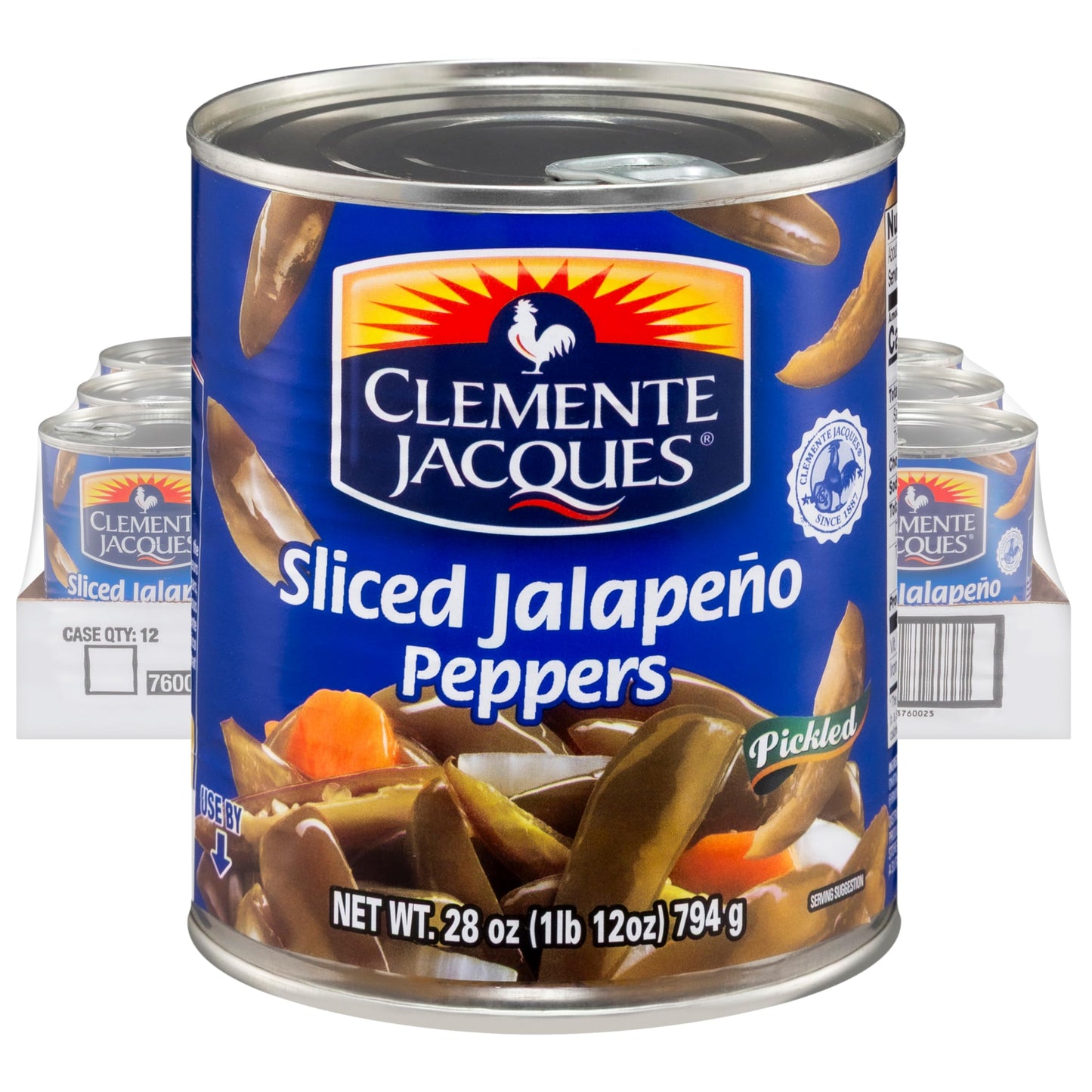Clemente Jacques Sliced Jalapeño Peppers, 28 oz (Pack of 12)