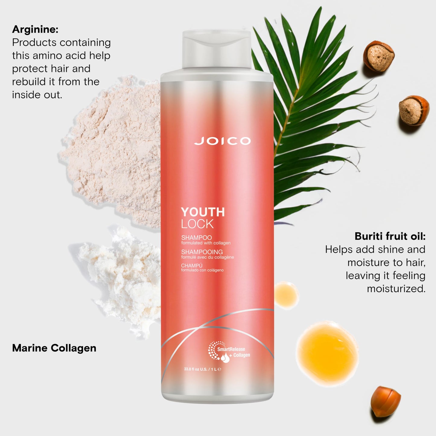 Joico YouthLock Shampoo Formulated with Collagen | Youthful Body & Bounce | Reduce Breakage & Frizz