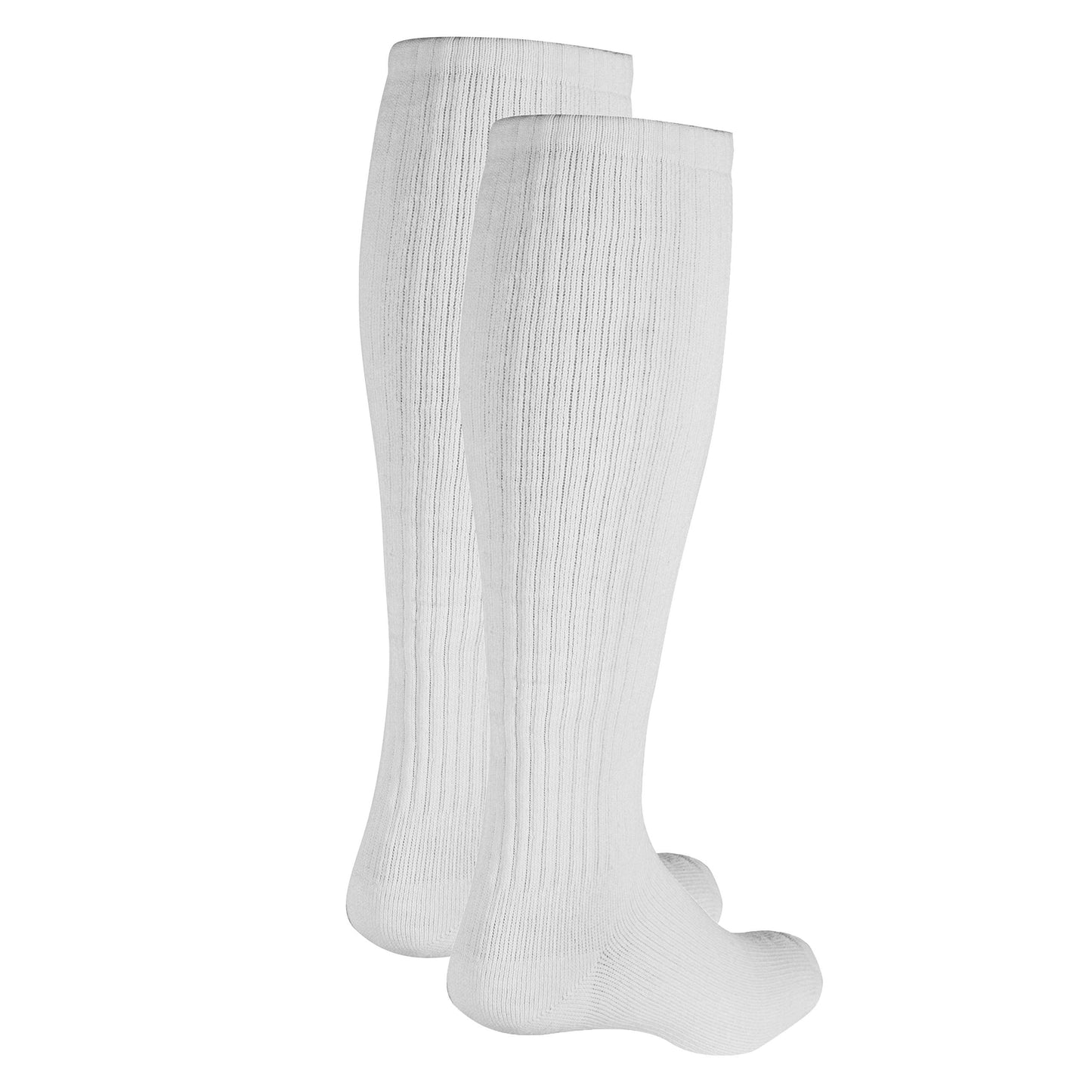 Truform Diabetic Compression Socks for Men and Women, 8-15 mmHg Knee High Over Calf Length, White, Medium