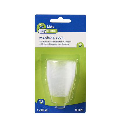 Ezy Dose Kids Medicine Cups for Liquid, Graduated Dispenser for Baby and Toddler, Easy Dosage Measurements, Reusable, 1 Oz Capacity, 10 Count, Made in the USA, BPA Free