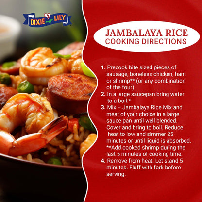 Dixie Lily Jambalaya Rice Mix - Long Grain Parboiled Rice with Bell Peppers, Onion & Spices, Enriched with Vitamins, Easy-to-Prepare - 26oz, 1 Pack