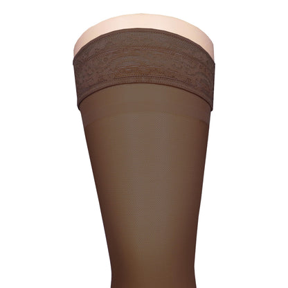 Truform Sheer Compression Stockings, 15-20 mmHg, Women's Thigh High Length, 20 Denier, Espresso, X-Large