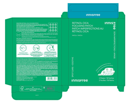 innisfree Retinol Cica Focusing Patch - Korean Hydrocolloid Patches with Salicylic Acid and Hyaluronic Acid for Acne Spots and Blemishes, Available in 1 or 2 Pack
