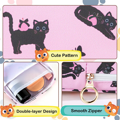 Tampon Holder for Purse, Canvas Period Bag Sanitary Napkin Storage Bag for Girls Womens, Portable Feminine Emergency Pad Period Pouch(Daisy Black Cat)