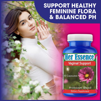 Celebrity LifeStyle Product Her Essense Probiotics for Women – Vaginal ph Balance, Digestive & Urinary Tract Balance – Daily Feminine Care Gut Health for Women Probiotic Supplement – 60 Capsules