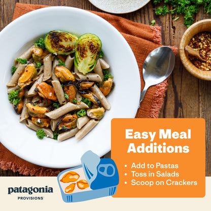 Patagonia Provisions - Spicy Mussels in Extra Virgin Olive Oil | Responsibly sourced | 18g Protein & Gluten Free