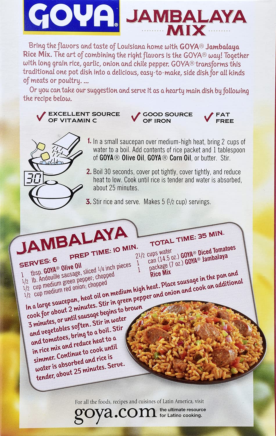 Goya Foods Louisiana Style Jambalaya Rice Mix, 7 Ounce (Pack of 12)