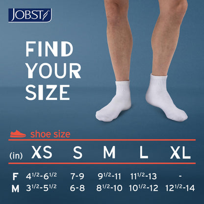 JOBST SensiFoot Diabetic Support Socks for Men and Women with Seamless Toe and Moisture Management - Extra Padding in Toe, Foot, and Heel Area - Mini Crew - Closed Toe - White, X-Large