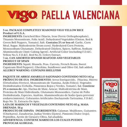 Vigo Authentic Paella Valenciana, Completely Seasoned Yellow Rice & Seafood Dinner, Spanish Recipe (8 Ounce (Pack of 12))